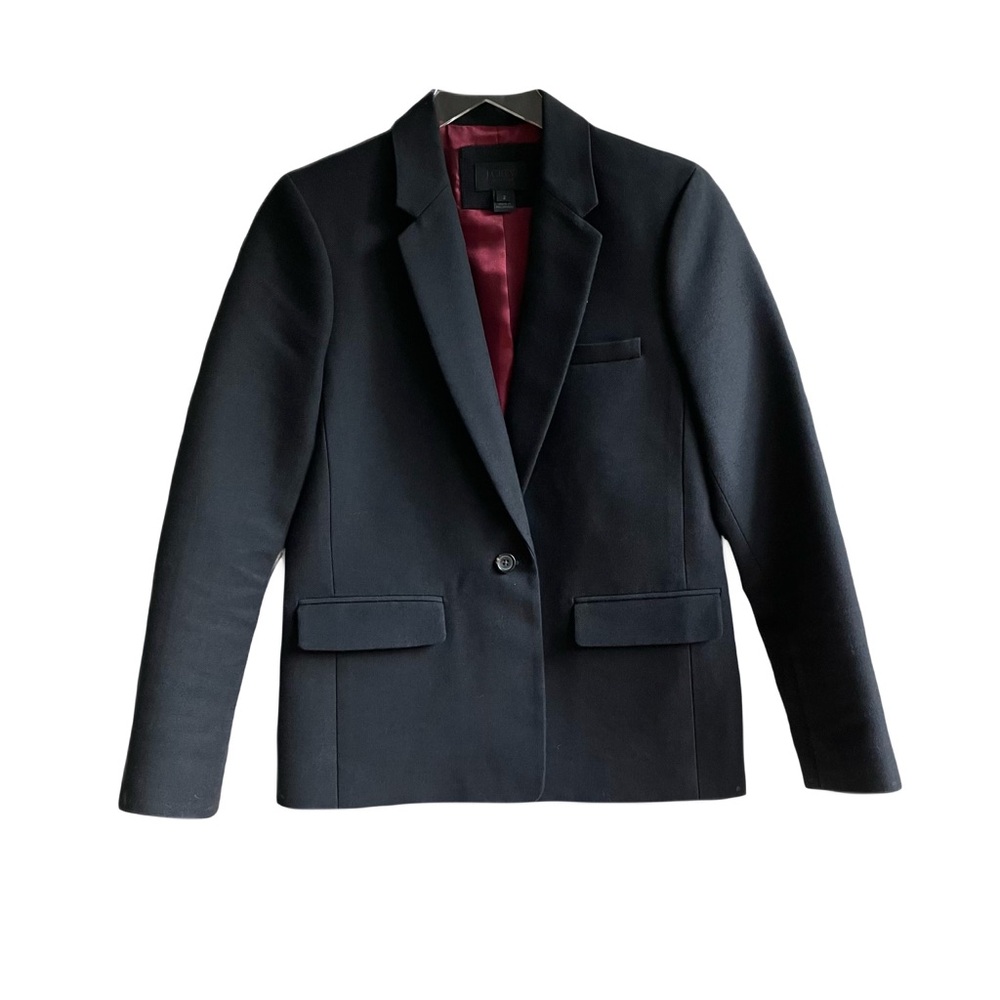 J. Crew Collection Black Rylan Blazer Size 2 One Button Wool Mohair Jacket 05843 - Picture 2 of 10